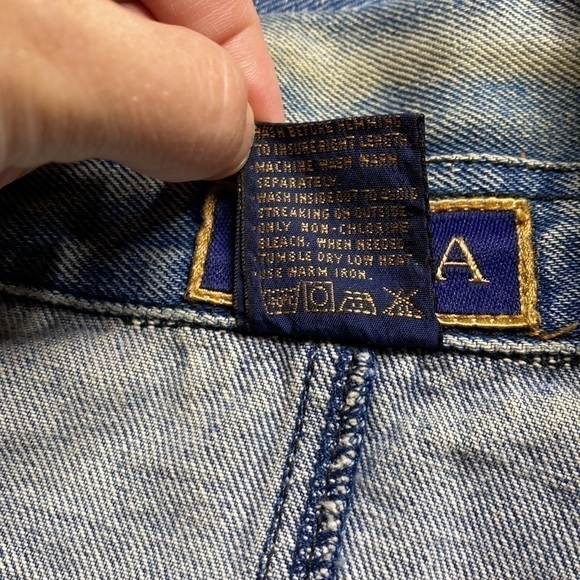 Vintage Gloria Long Denim Lab Jean Jacket Size Medium 80s - Picture 8 of 15